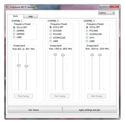 Frequency jammer that supports PC settings