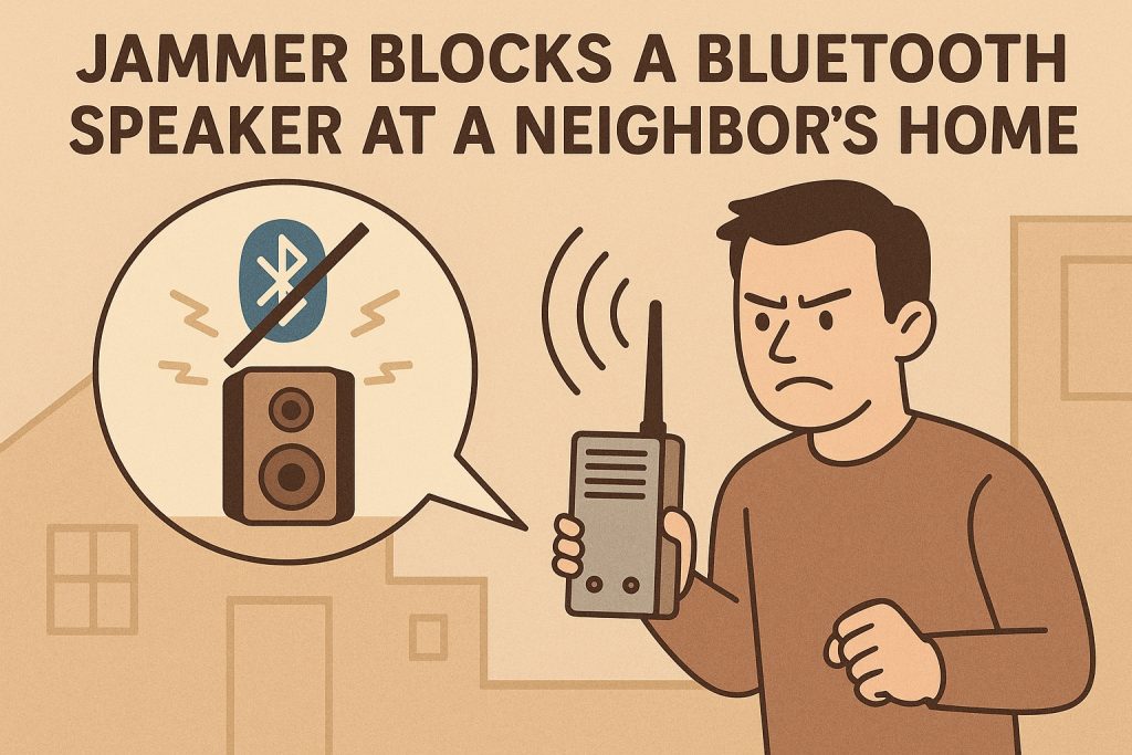 Neighbor's Bluetooth speaker is blocked by electronic communication jammer